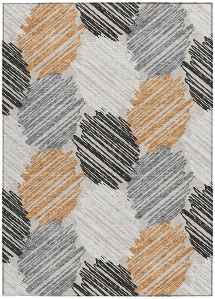 Copper Ivory And Gray Geometric Washable Indoor Outdoor Area Rug Photo 9