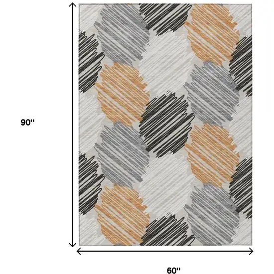 Copper Ivory And Gray Geometric Washable Indoor Outdoor Area Rug Photo 9