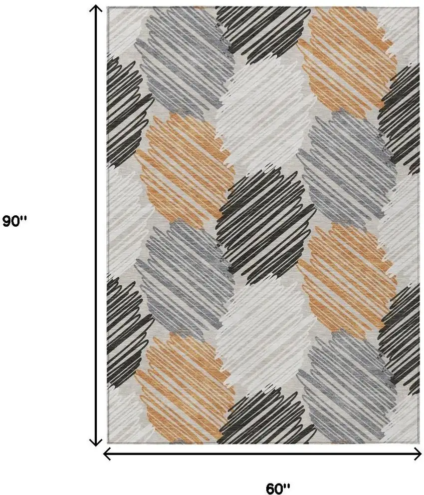 Copper Ivory And Gray Geometric Washable Indoor Outdoor Area Rug Photo 9