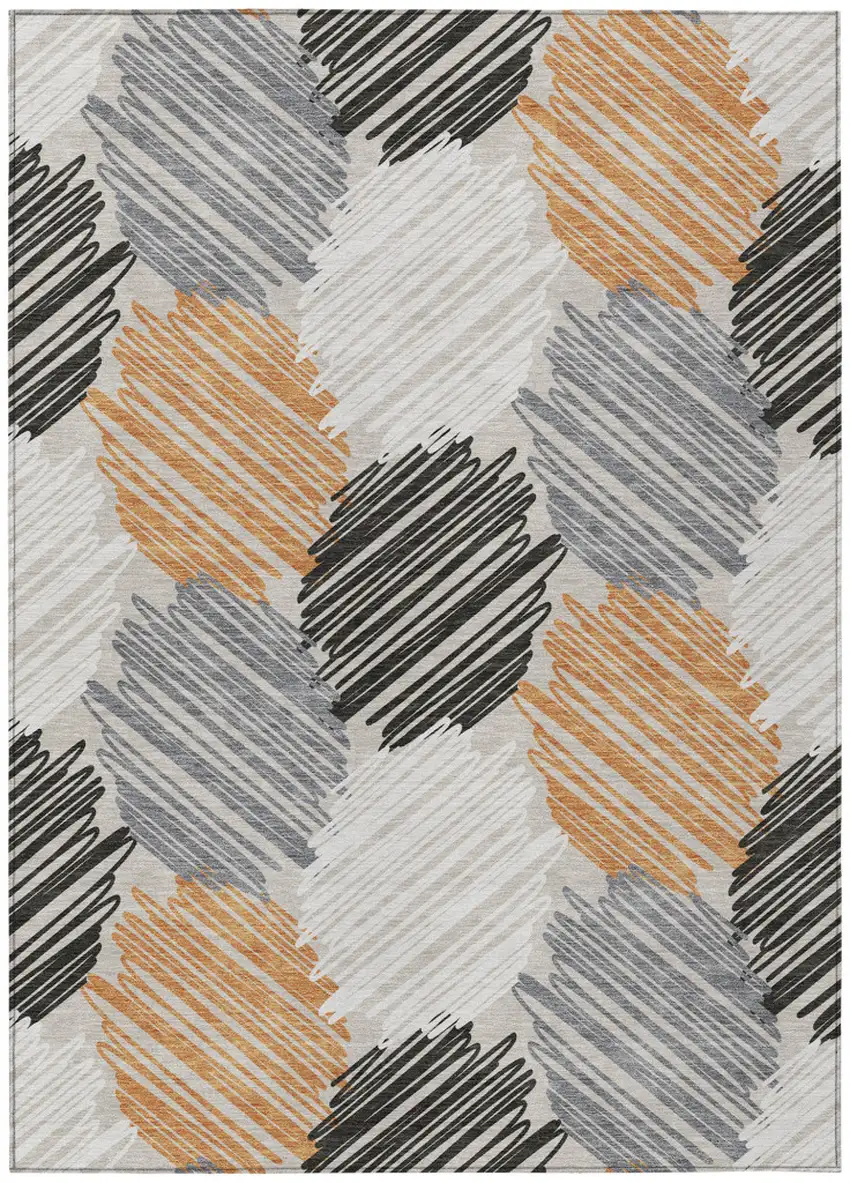 Copper Ivory And Gray Geometric Washable Indoor Outdoor Area Rug Photo 9