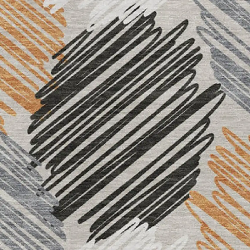 Copper Ivory And Gray Geometric Washable Indoor Outdoor Area Rug Photo 9