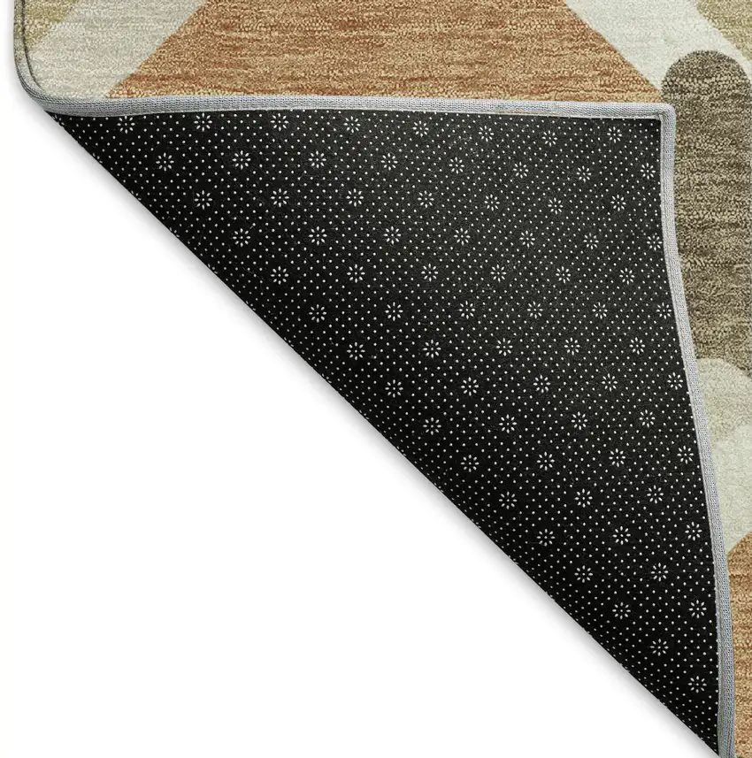 Copper Ivory And Gray Geometric Washable Indoor Outdoor Area Rug Photo 7