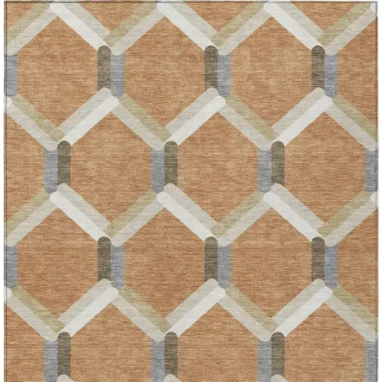 Copper Ivory And Gray Geometric Washable Indoor Outdoor Area Rug Photo 5