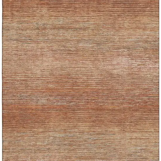 Copper Ivory And Gray Striped Washable Area Rug With UV Protection Photo 4