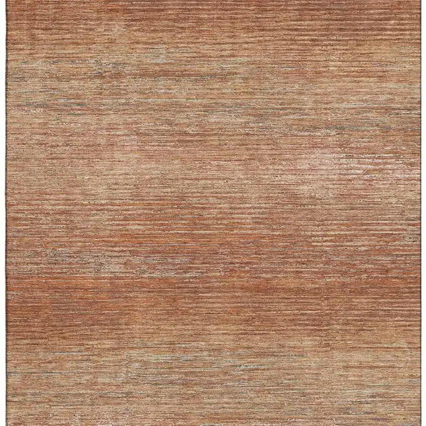 Copper Ivory And Gray Striped Washable Area Rug With UV Protection Photo 4