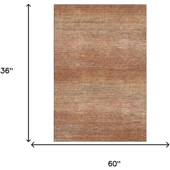 Copper Ivory And Gray Striped Washable Area Rug With UV Protection Photo 3