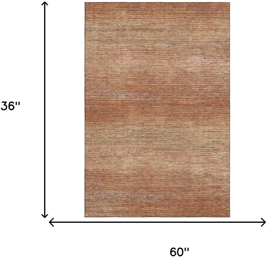 Copper Ivory And Gray Striped Washable Area Rug With UV Protection Photo 3