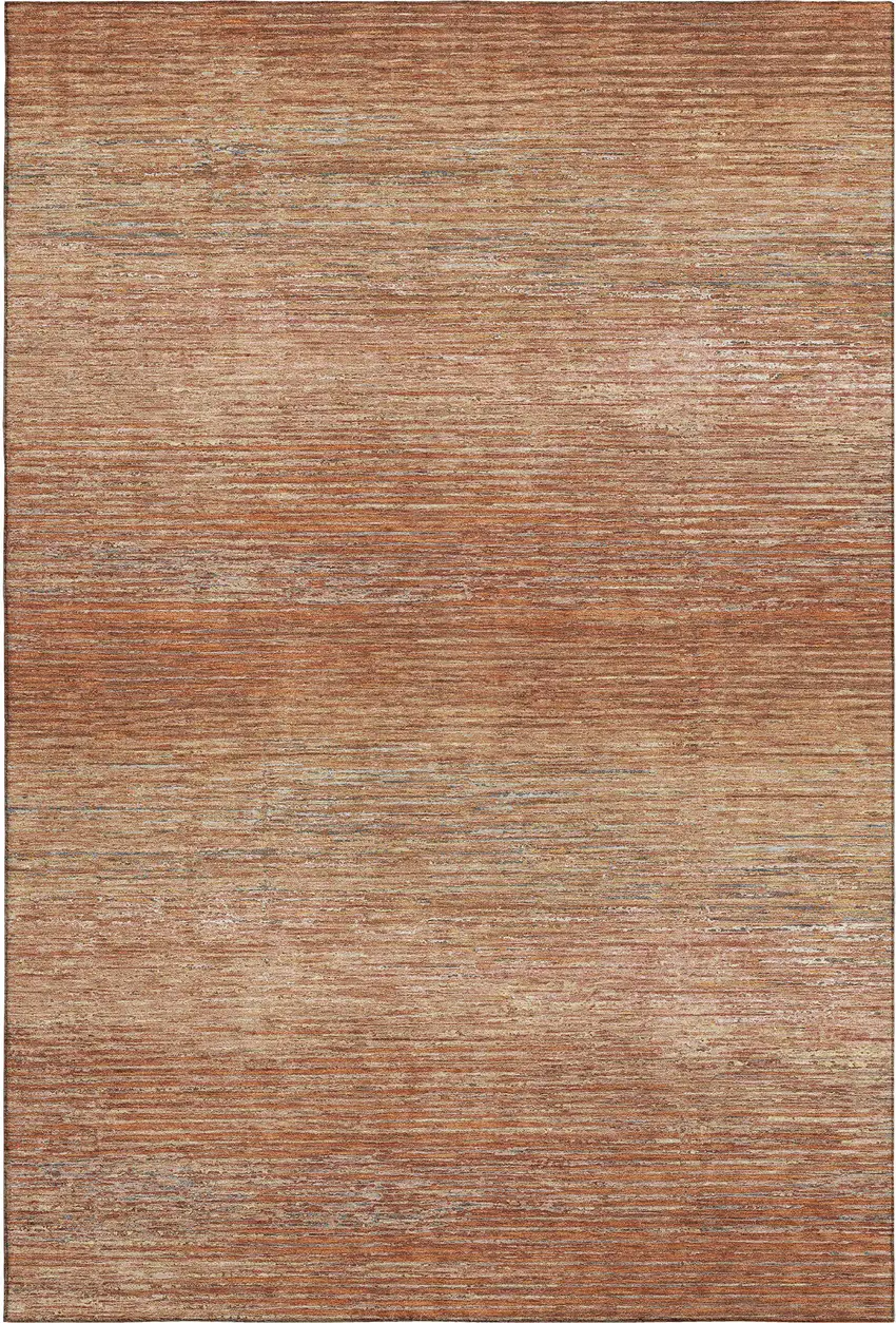 Copper Ivory And Gray Striped Washable Area Rug With UV Protection Photo 3