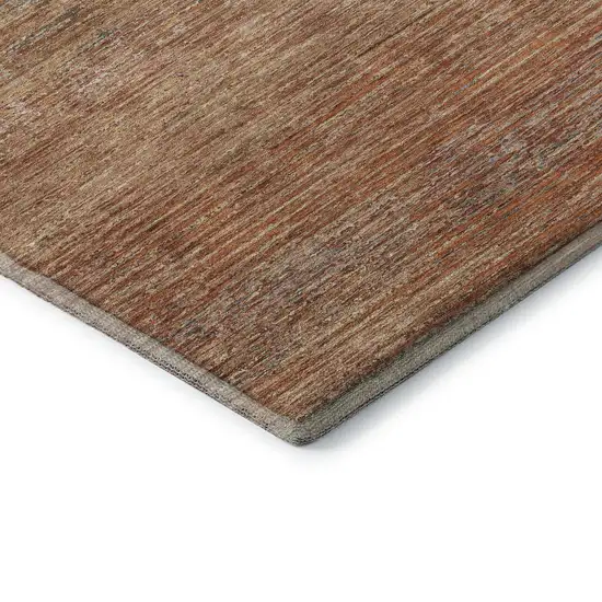 Copper Ivory And Gray Striped Washable Area Rug With UV Protection Photo 5