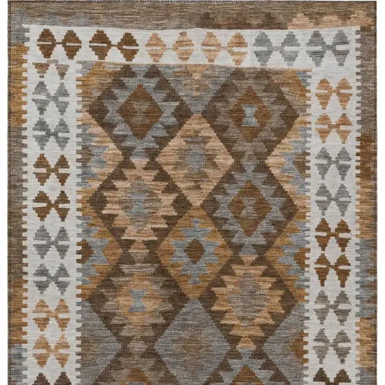 Copper Ivory And Gray Tribal Washable Indoor Outdoor Area Rug Photo 4