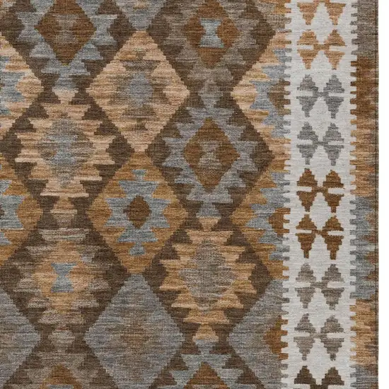 Copper Ivory And Gray Tribal Washable Indoor Outdoor Area Rug Photo 3