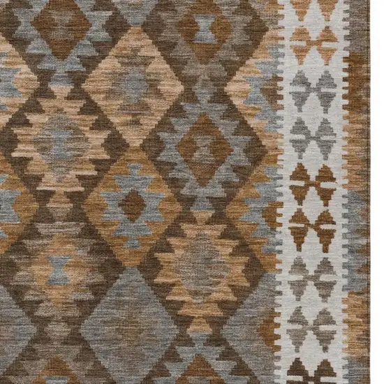 Copper Ivory And Gray Tribal Washable Indoor Outdoor Area Rug Photo 3