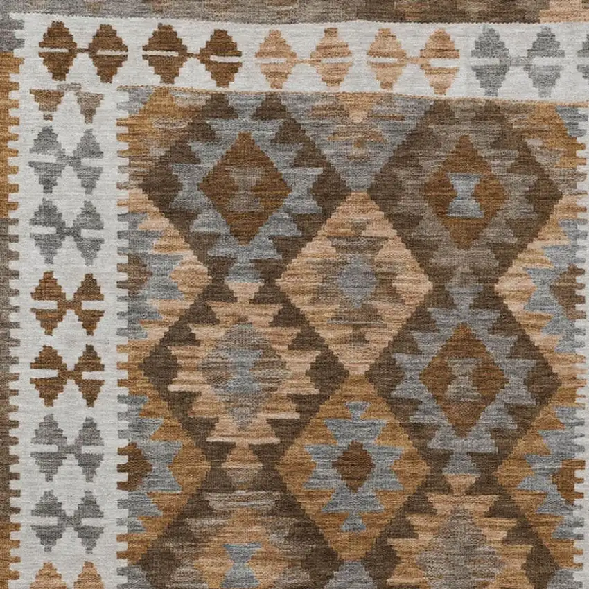 Copper Ivory And Gray Tribal Washable Indoor Outdoor Area Rug Photo 3