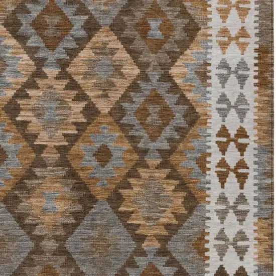 Copper Ivory And Gray Tribal Washable Indoor Outdoor Area Rug Photo 3