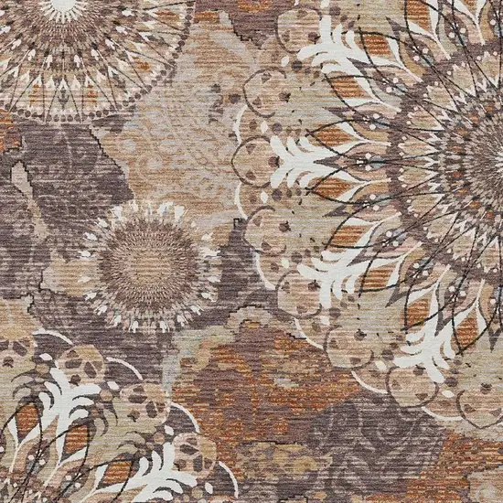 Copper Ivory And Khaki Paisley Washable Indoor Outdoor Area Rug Photo 7