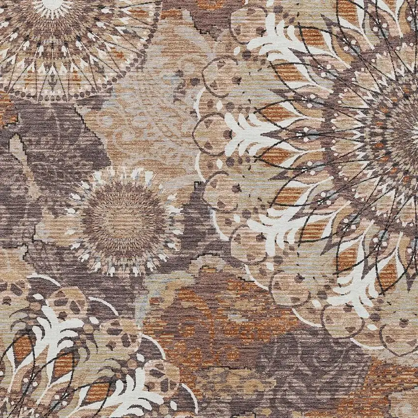 Copper Ivory And Khaki Paisley Washable Indoor Outdoor Area Rug Photo 7