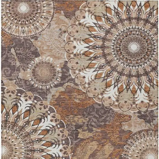 Copper Ivory And Khaki Paisley Washable Indoor Outdoor Area Rug Photo 6