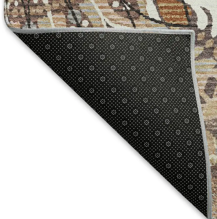 Copper Ivory And Khaki Paisley Washable Indoor Outdoor Area Rug Photo 5