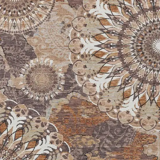 Copper Ivory And Khaki Paisley Washable Indoor Outdoor Area Rug Photo 7