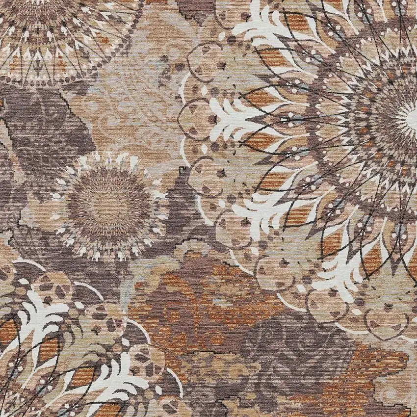 Copper Ivory And Khaki Paisley Washable Indoor Outdoor Area Rug Photo 7