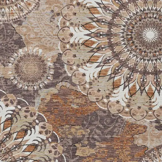 Copper Ivory And Khaki Paisley Washable Indoor Outdoor Area Rug Photo 7