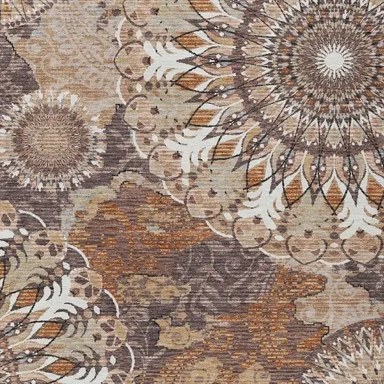 Copper Ivory And Khaki Paisley Washable Indoor Outdoor Area Rug Photo 7