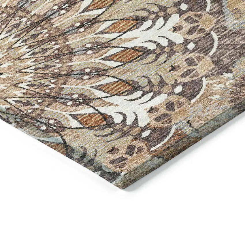 Copper Ivory And Khaki Paisley Washable Indoor Outdoor Area Rug Photo 6