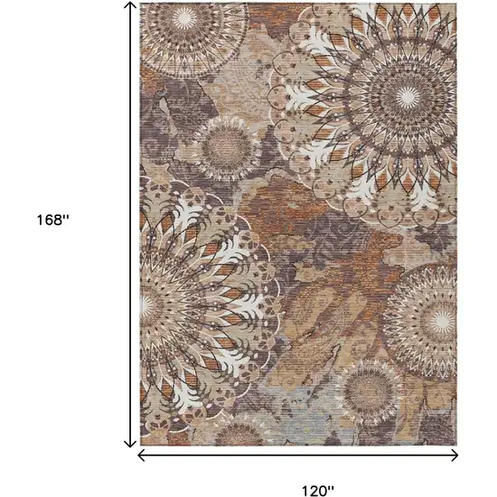 Copper Ivory And Khaki Paisley Washable Indoor Outdoor Area Rug Photo 3