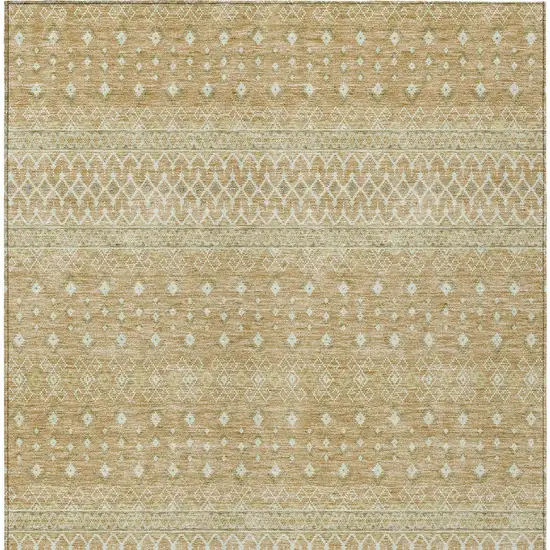 Copper Ivory And Olive Green Tribal Washable Indoor Outdoor Area Rug Photo 4