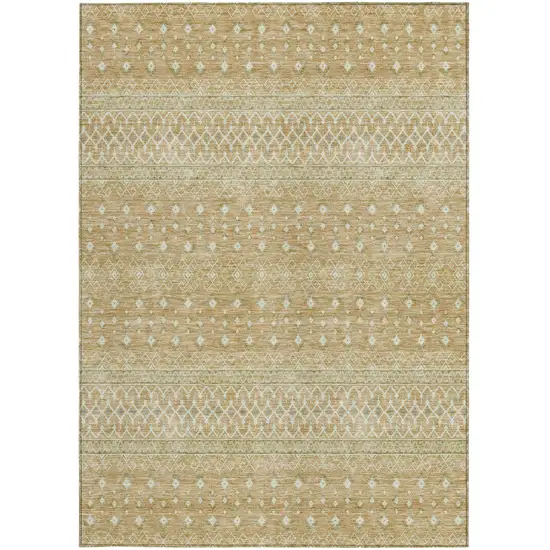 Copper Ivory And Olive Green Tribal Washable Indoor Outdoor Area Rug Photo 5