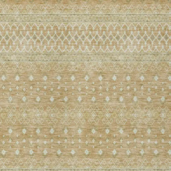 Copper Ivory And Olive Green Tribal Washable Indoor Outdoor Area Rug Photo 4