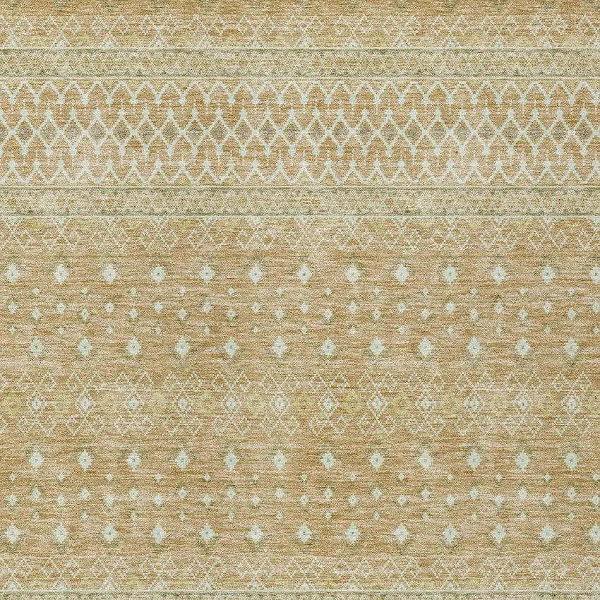 Copper Ivory And Olive Green Tribal Washable Indoor Outdoor Area Rug Photo 4