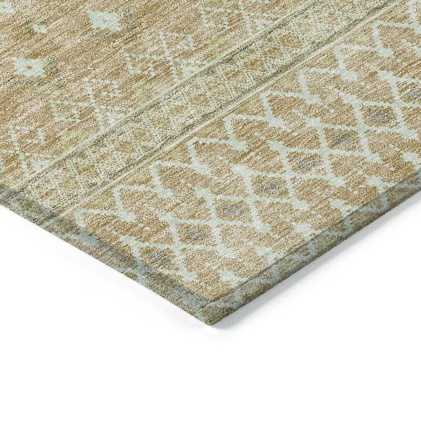 Copper Ivory And Olive Green Tribal Washable Indoor Outdoor Area Rug Photo 2