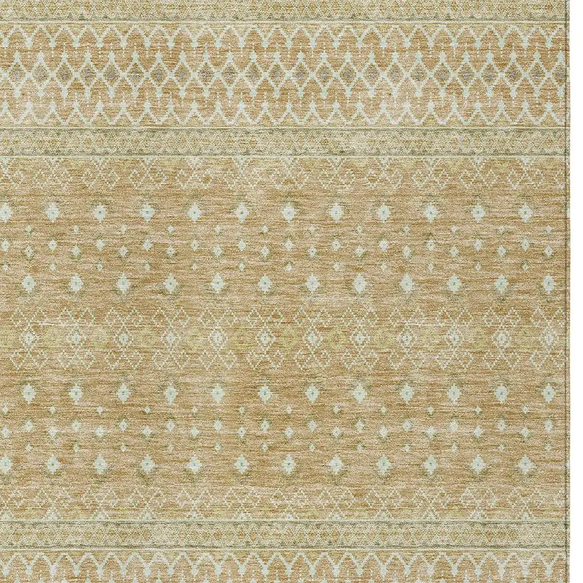 Copper Ivory And Olive Green Tribal Washable Indoor Outdoor Area Rug Photo 4
