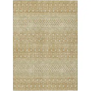 Photo of Copper Ivory And Olive Green Tribal Washable Indoor Outdoor Area Rug