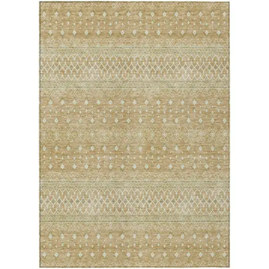 Copper Ivory And Olive Green Tribal Washable Indoor Outdoor Area Rug Photo 1