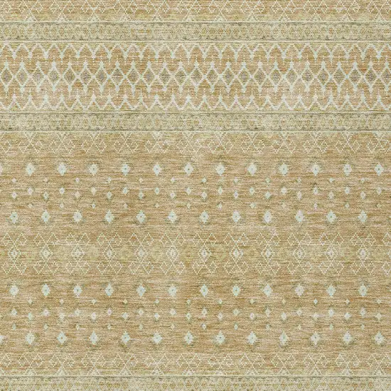 Copper Ivory And Olive Green Tribal Washable Indoor Outdoor Area Rug Photo 4