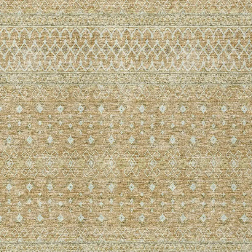 Copper Ivory And Olive Green Tribal Washable Indoor Outdoor Area Rug Photo 4