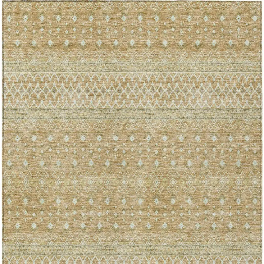 Copper Ivory And Olive Green Tribal Washable Indoor Outdoor Area Rug Photo 5
