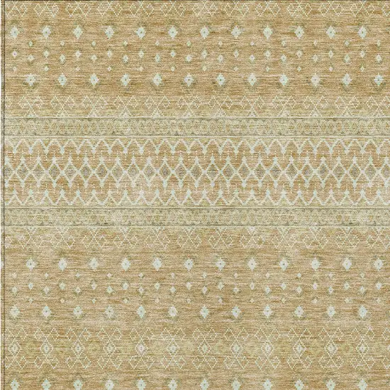 Copper Ivory And Olive Green Tribal Washable Indoor Outdoor Area Rug Photo 4