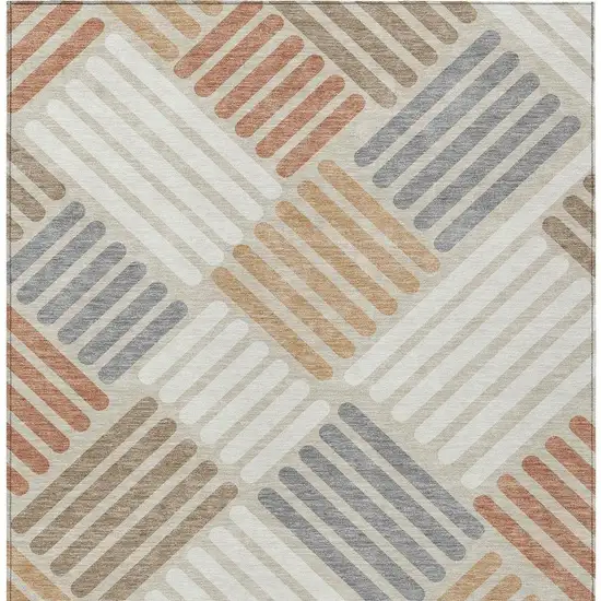 Copper Ivory And Rust Geometric Washable Indoor Outdoor Area Rug Photo 4