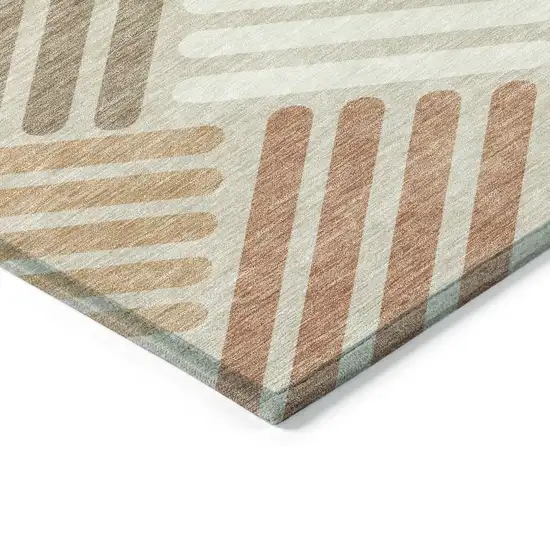 Copper Ivory And Rust Geometric Washable Indoor Outdoor Area Rug Photo 6