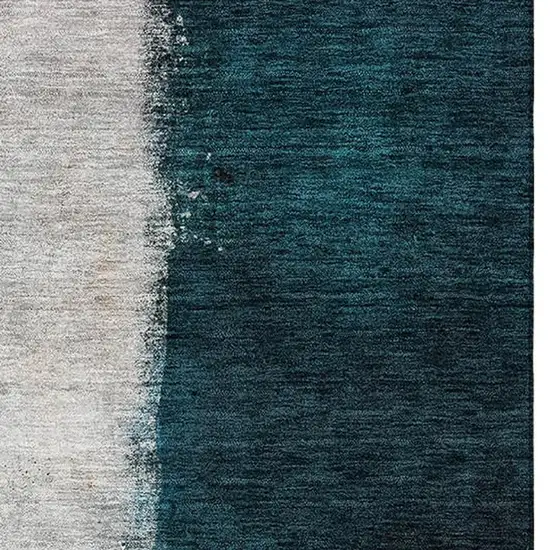 Copper Ivory And Teal Abstract Washable Area Rug With UV Protection Photo 3
