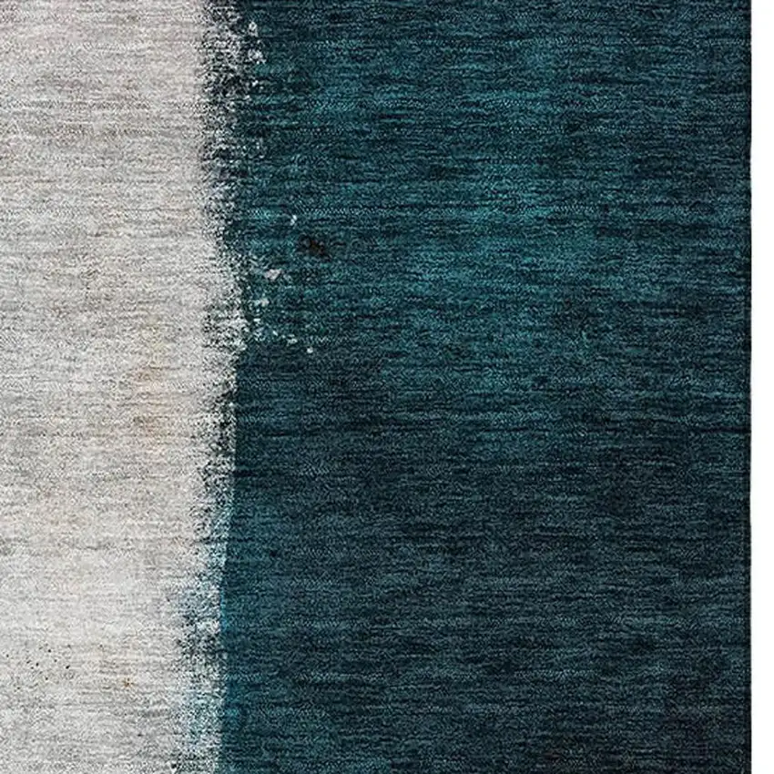 Copper Ivory And Teal Abstract Washable Area Rug With UV Protection Photo 3