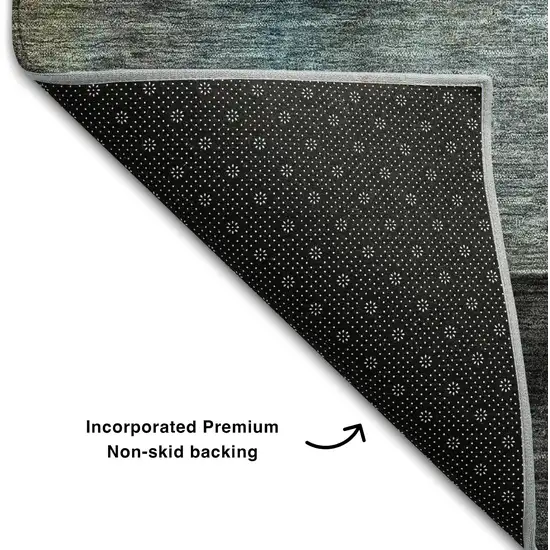 Copper Ivory And Teal Abstract Washable Area Rug With UV Protection Photo 4