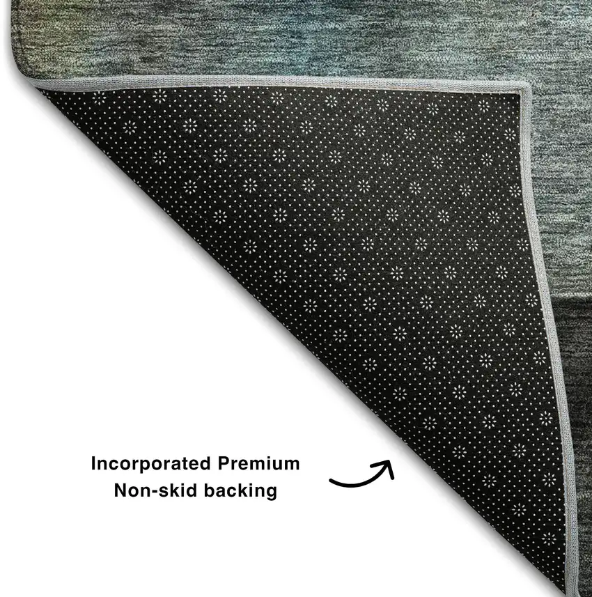 Copper Ivory And Teal Abstract Washable Area Rug With UV Protection Photo 4