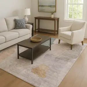 Photo of Copper Lavender And Beige Abstract Washable Area Rug With UV Protection