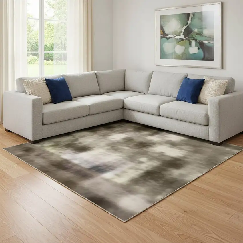 Copper Lavender And Beige Abstract Washable Area Rug With UV Protection Photo 2