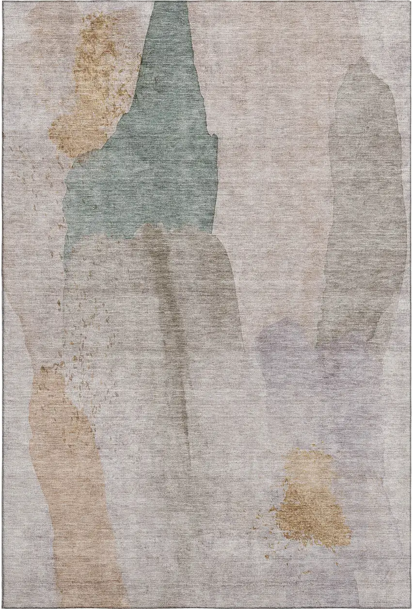 Copper Lavender And Beige Abstract Washable Area Rug With UV Protection Photo 7
