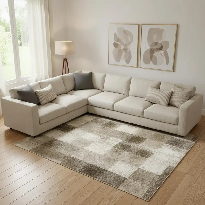 Copper Lavender And Beige Abstract Washable Area Rug With UV Protection Photo 2